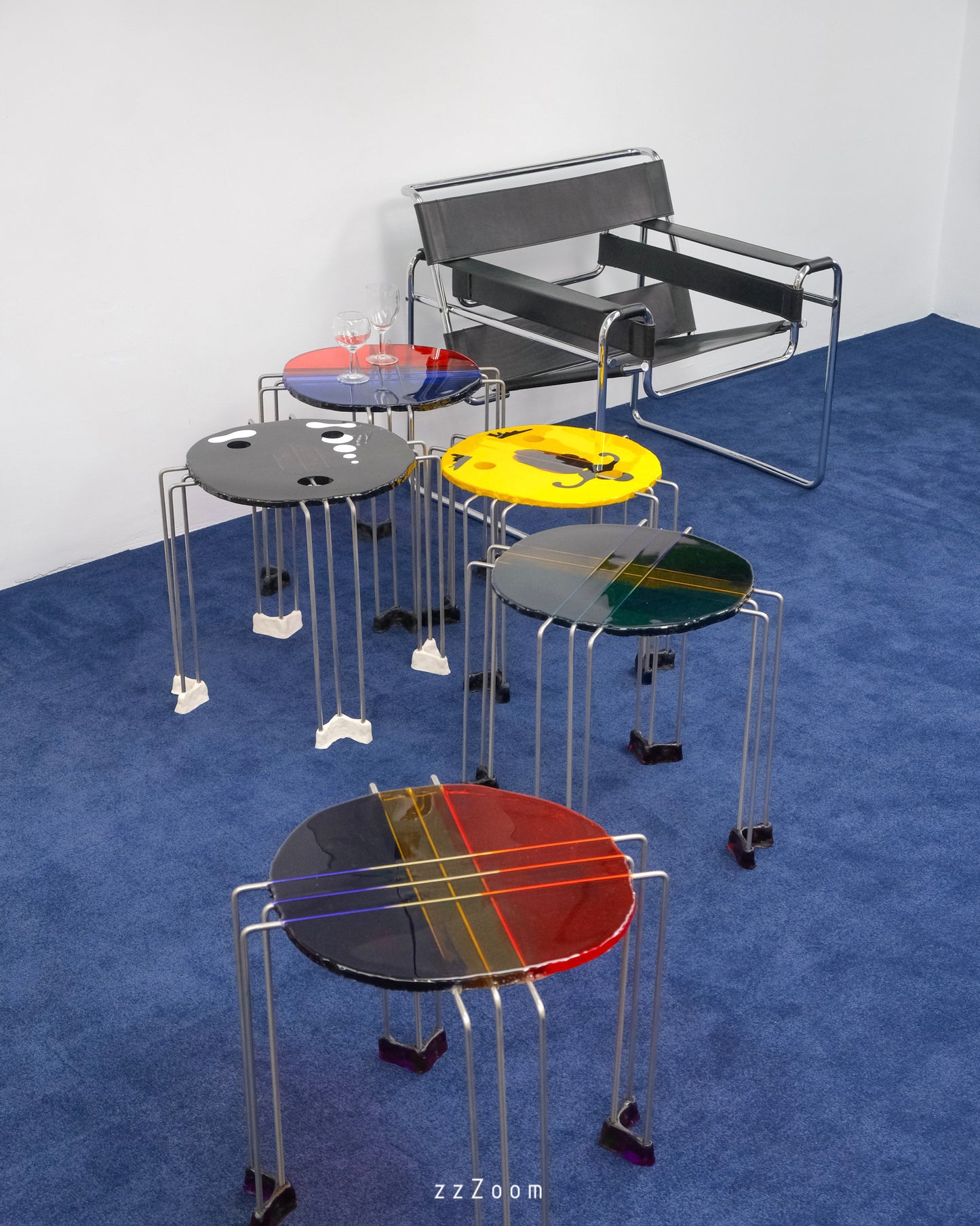 Triple Play Coffee Table design by Gaetano Pesce for Fish Design, now(blue, lilac,orange)