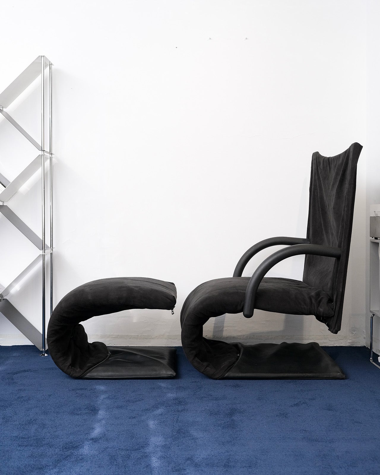 Vintage Mod.Zen chair and Ottoman by Claude Brisson for Ligne Roses, 1980s