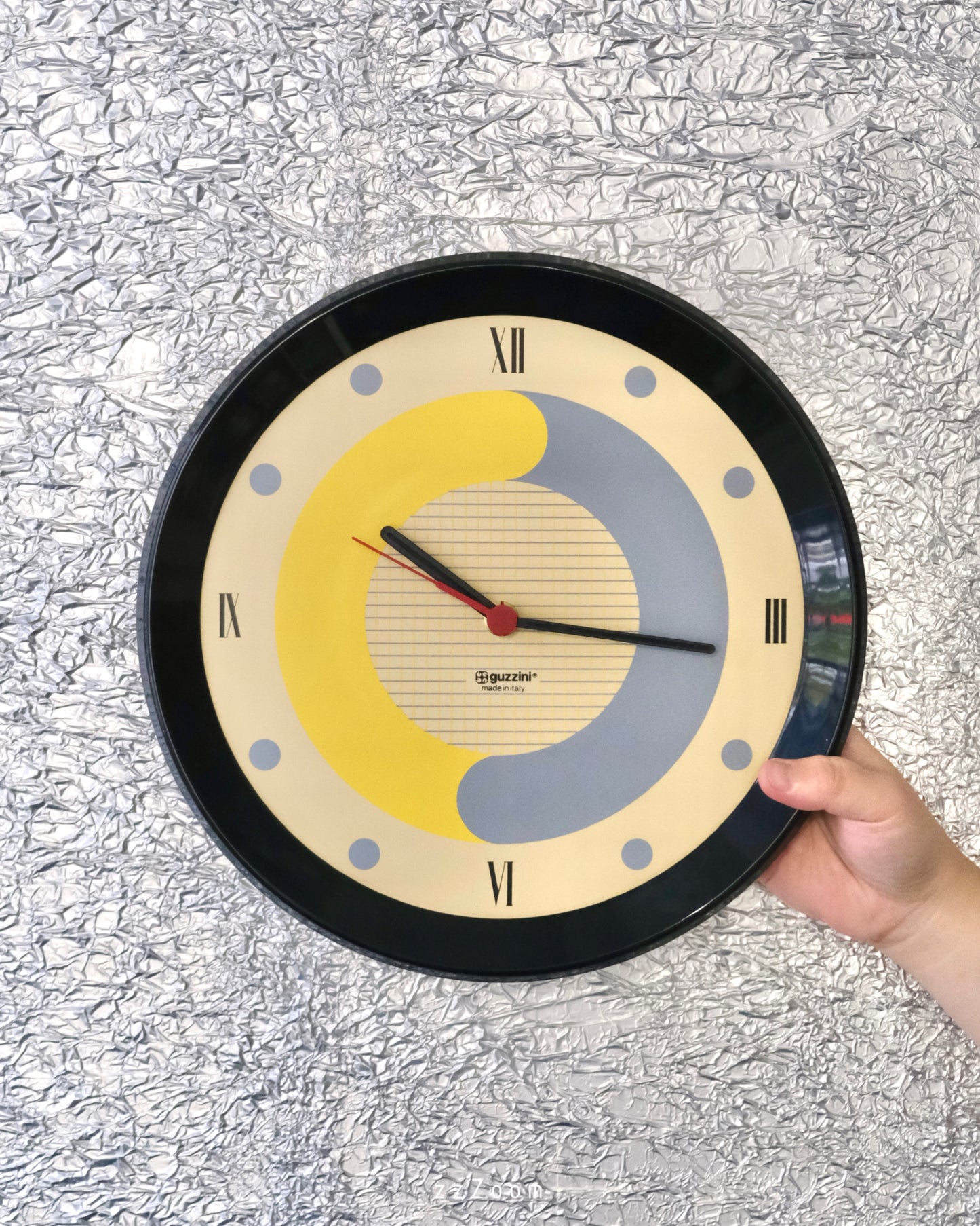 Vintage wall clock by Guzzini , 1980s