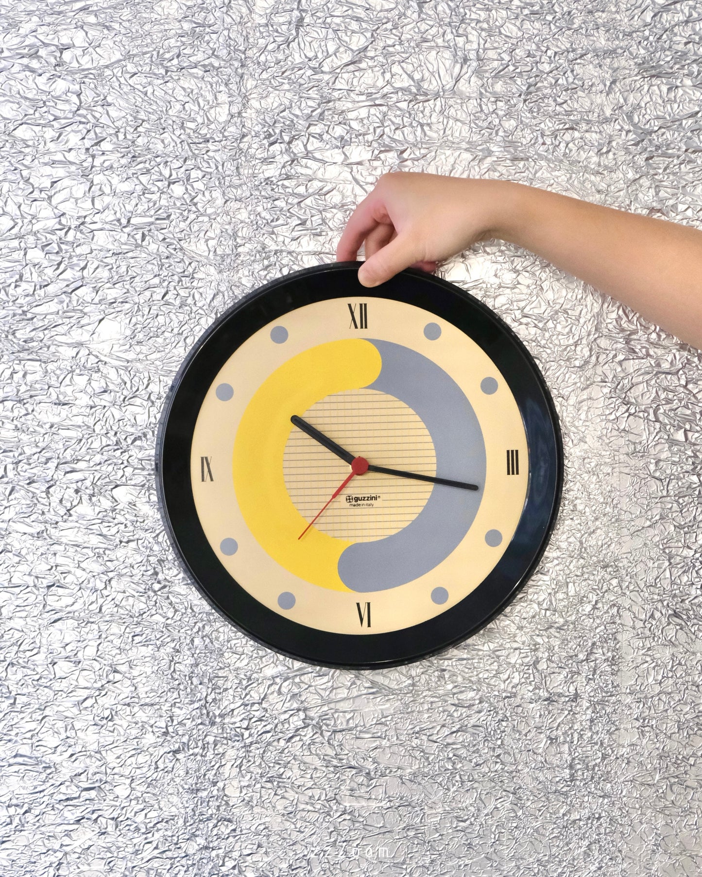Vintage wall clock by Guzzini , 1980s
