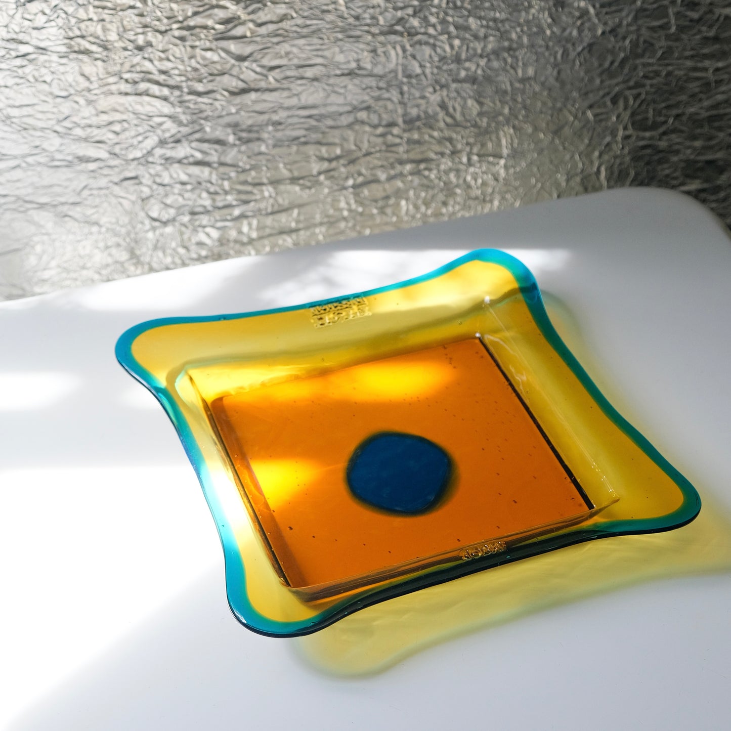 Try Tray Square (S) design by Gaetano Pesce for Fish Design,Amber, Clear Emerald Green