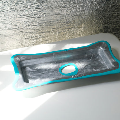 Try Tray Rectangular (S) design by Gaetano Pesce for Fish Design,Silver/Matt Turquoise