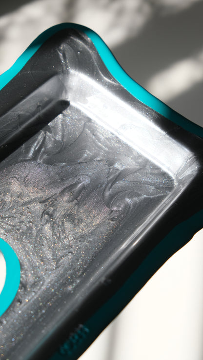 Try Tray Rectangular (S) design by Gaetano Pesce for Fish Design,Silver/Matt Turquoise