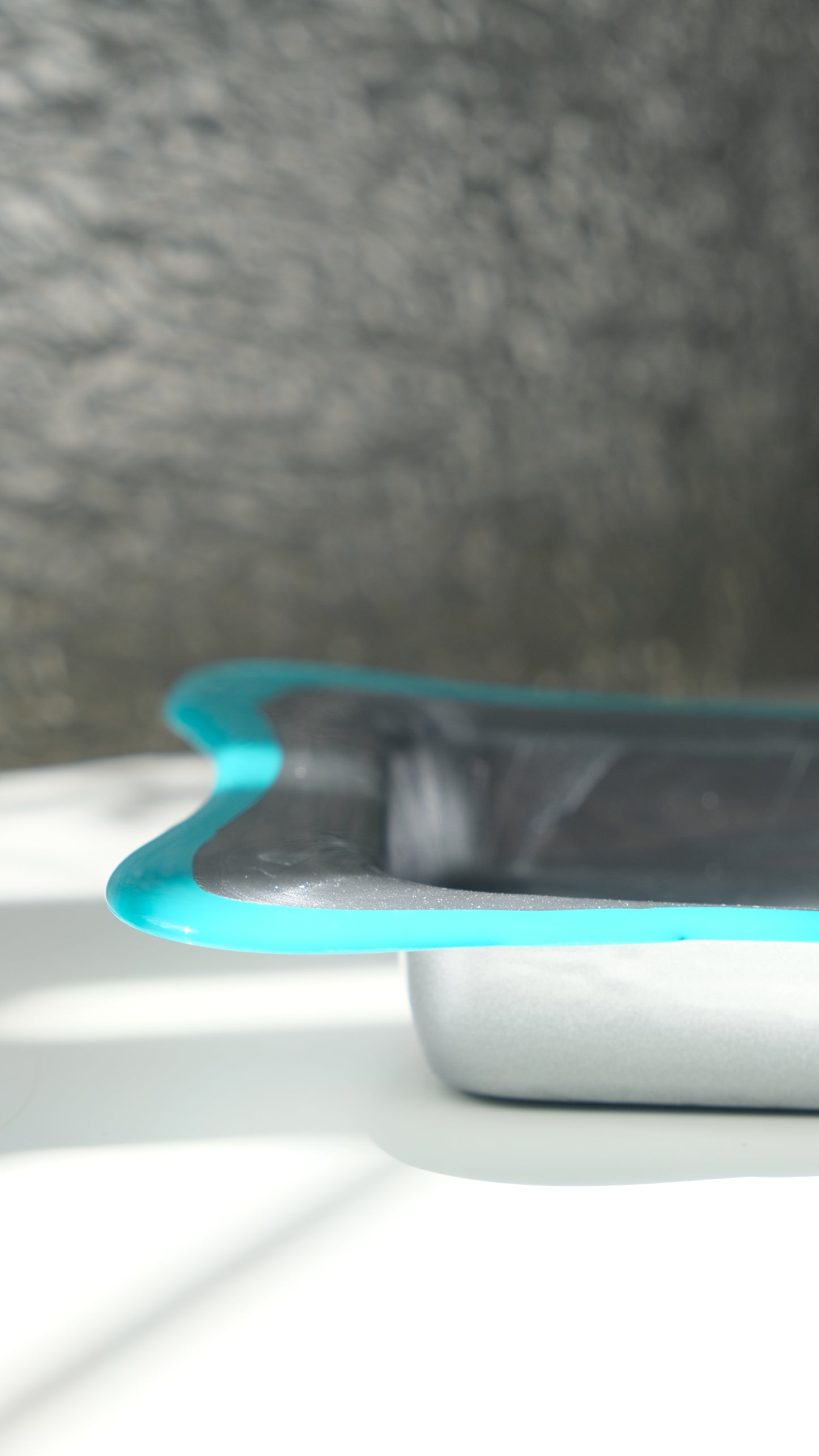 Try Tray Rectangular (S) design by Gaetano Pesce for Fish Design,Silver/Matt Turquoise