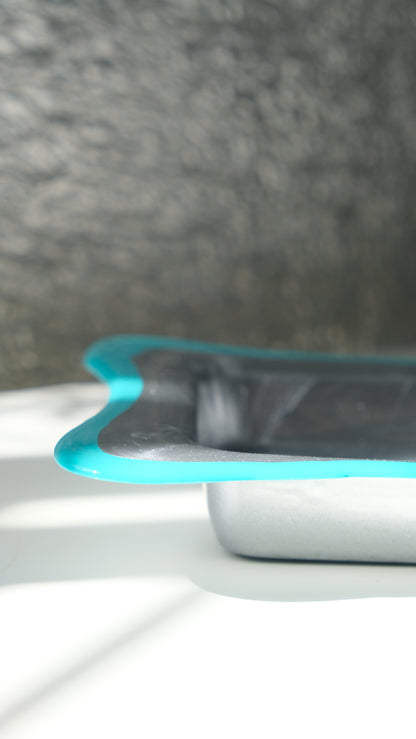 Try Tray Rectangular (S) design by Gaetano Pesce for Fish Design,Silver/Matt Turquoise