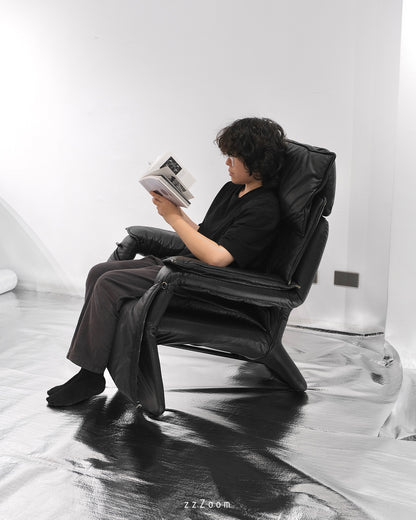 Vintage Italian leather relax chair, 1980s