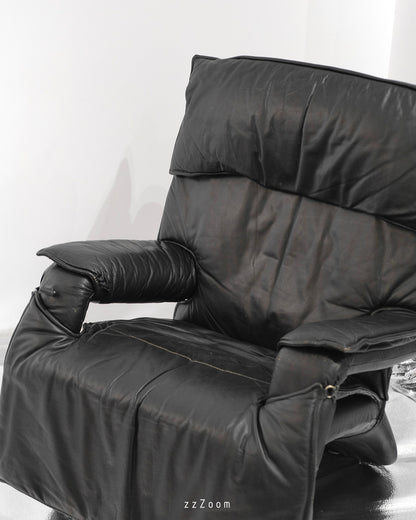 Vintage Italian leather relax chair, 1980s