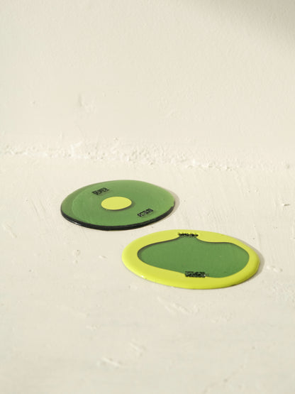 Set of 2 Table-Mates Small design by Gaetano Pesce for Fish Design,Matt Flou Yellow/Clear Grean