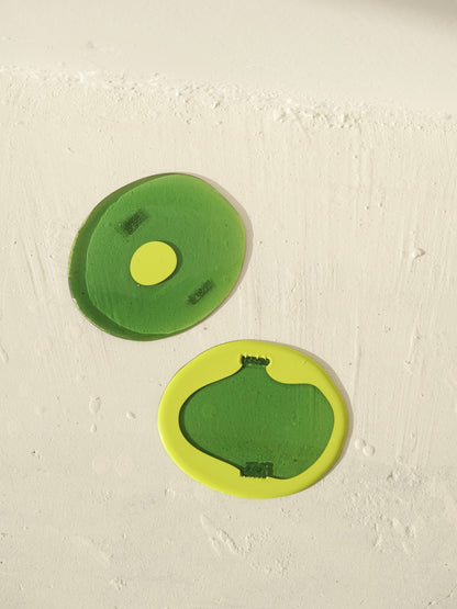 Set of 2 Table-Mates Small design by Gaetano Pesce for Fish Design,Matt Flou Yellow/Clear Grean