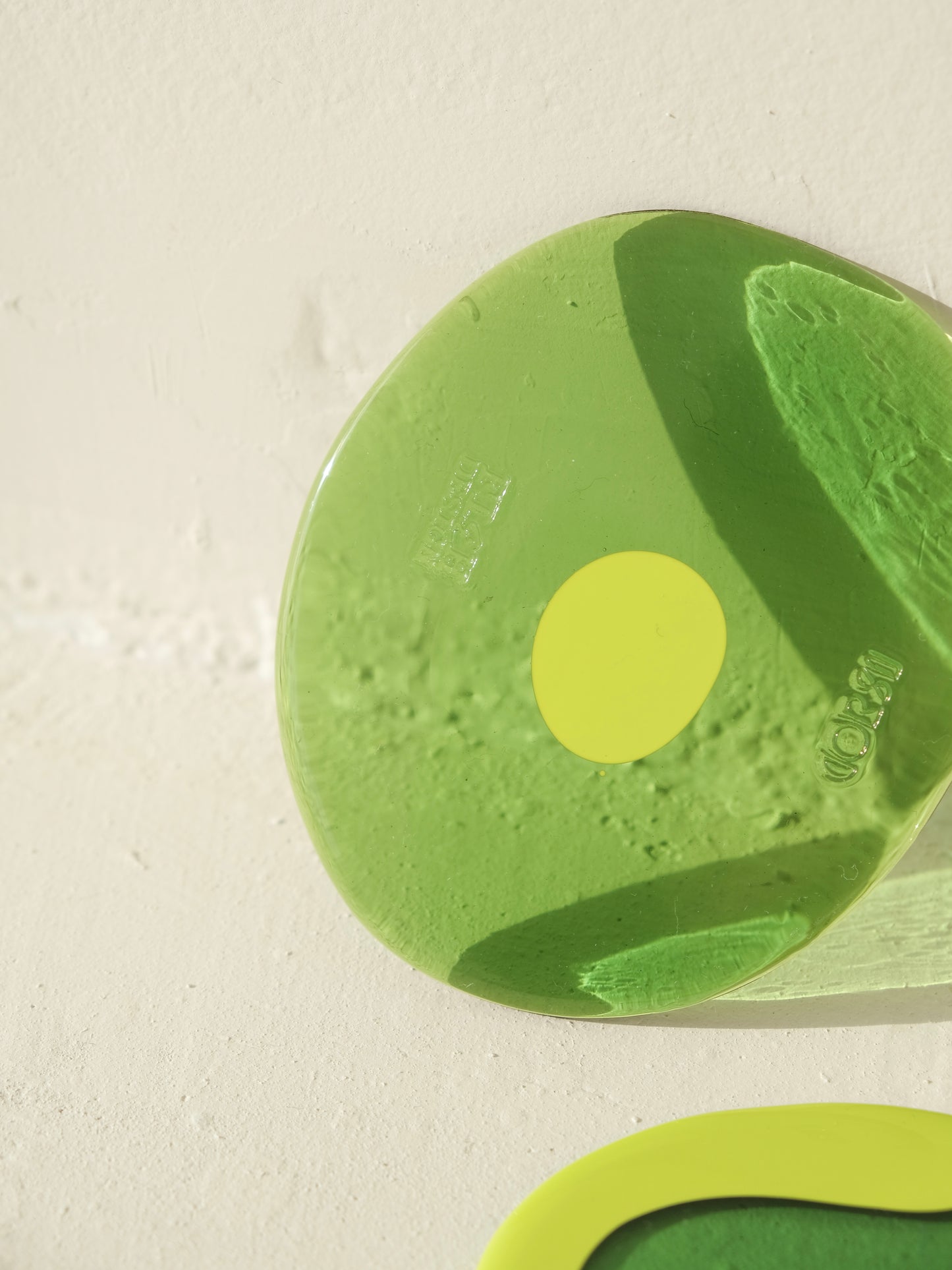 Set of 2 Table-Mates Small design by Gaetano Pesce for Fish Design,Matt Flou Yellow/Clear Grean