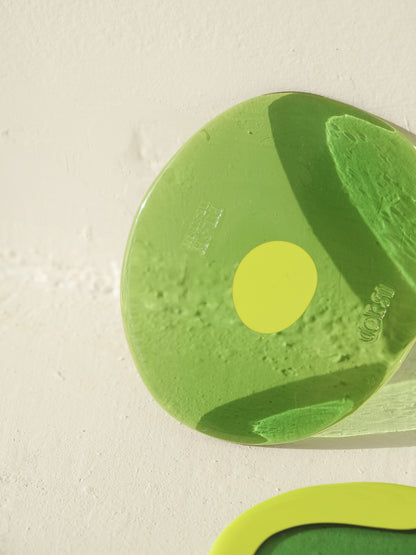 Set of 2 Table-Mates Small design by Gaetano Pesce for Fish Design,Matt Flou Yellow/Clear Grean