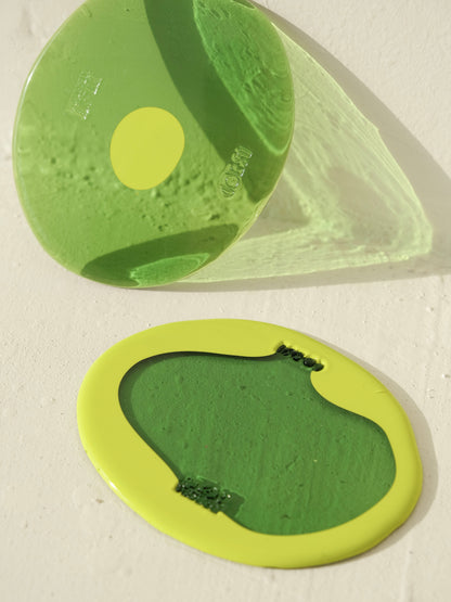 Set of 2 Table-Mates Small design by Gaetano Pesce for Fish Design,Matt Flou Yellow/Clear Grean