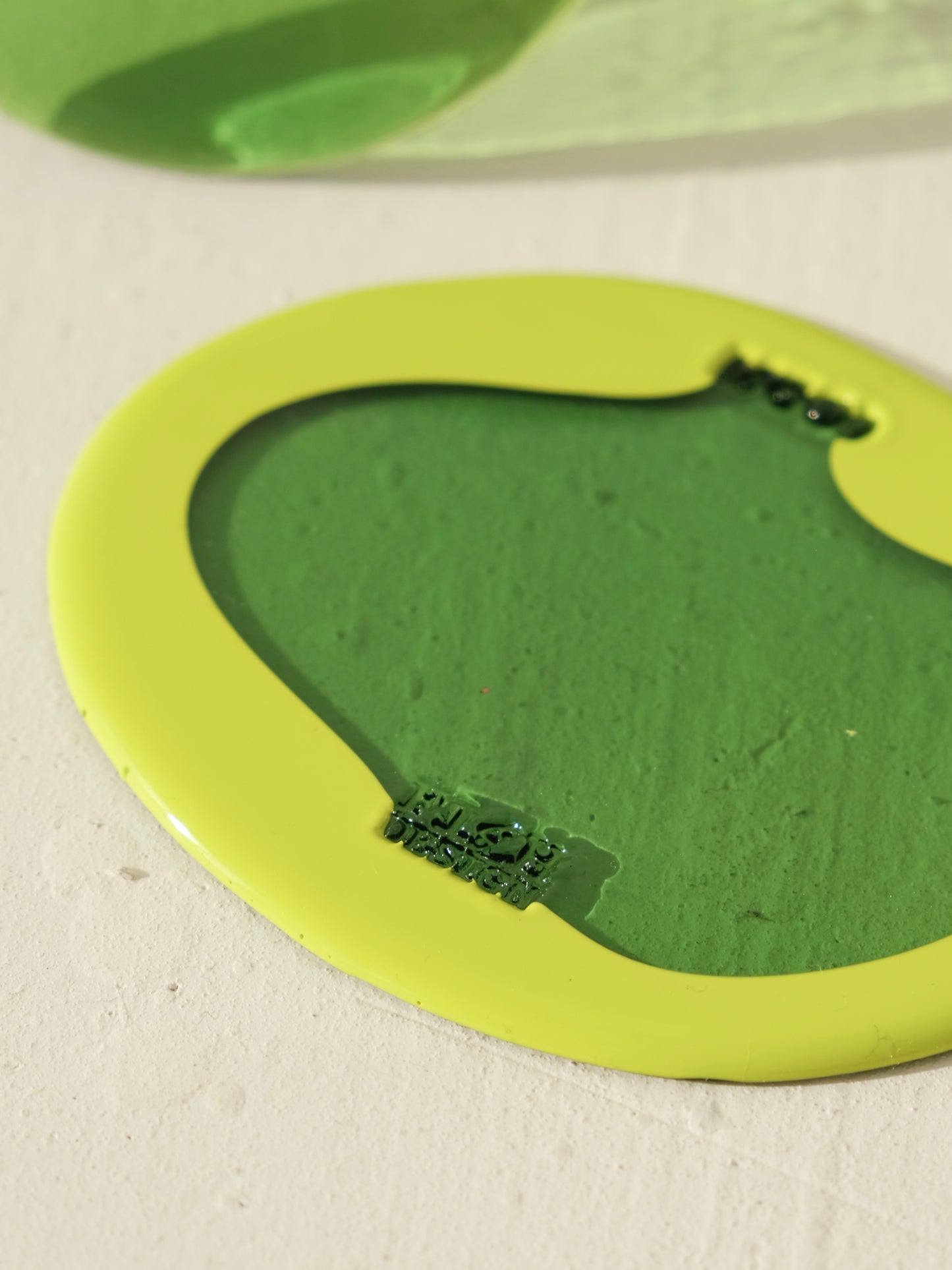 Set of 2 Table-Mates Small design by Gaetano Pesce for Fish Design,Matt Flou Yellow/Clear Grean