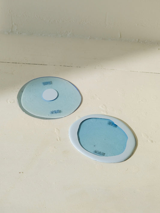 Set of 2 Table-Mates Small design by Gaetano Pesce for Fish Design,Clear Light Blue/Matt Pastel Light Blue