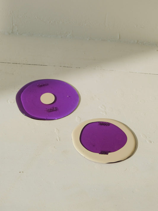 Set of 2 Table-Mates Small design by Gaetano Pesce for Fish Design,Matt Ivory/Clear Lilac