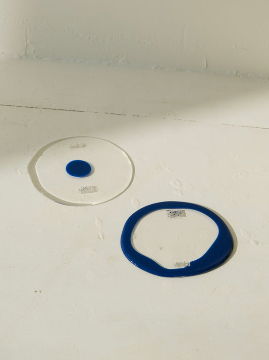 Set of 2 Table-Mates Small design by Gaetano Pesce for Fish Design,Matt Blue/Clear