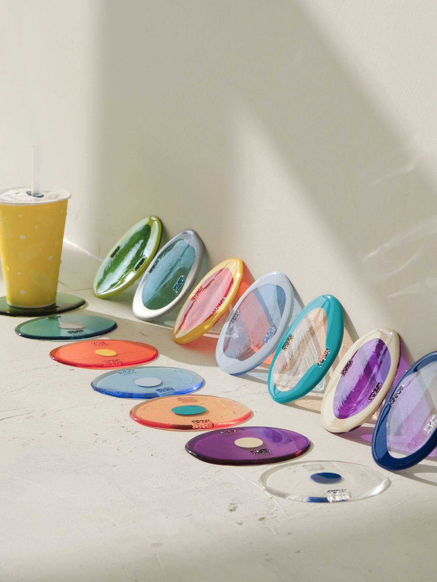 Set of 2 Table-Mates Small design by Gaetano Pesce for Fish Design,Matt Silver/Clear Aqua