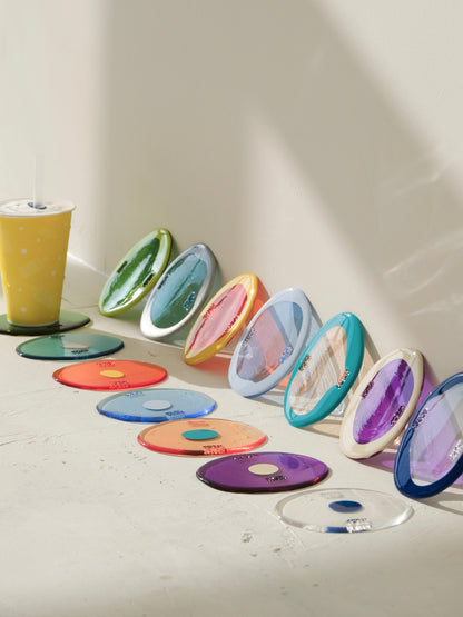 Set of 2 Table-Mates Small design by Gaetano Pesce for Fish Design,Matt Silver/Clear Aqua