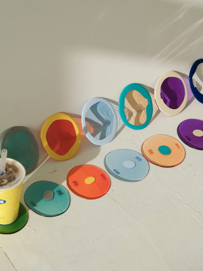 Set of 2 Table-Mates Small design by Gaetano Pesce for Fish Design,Matt Silver/Clear Aqua