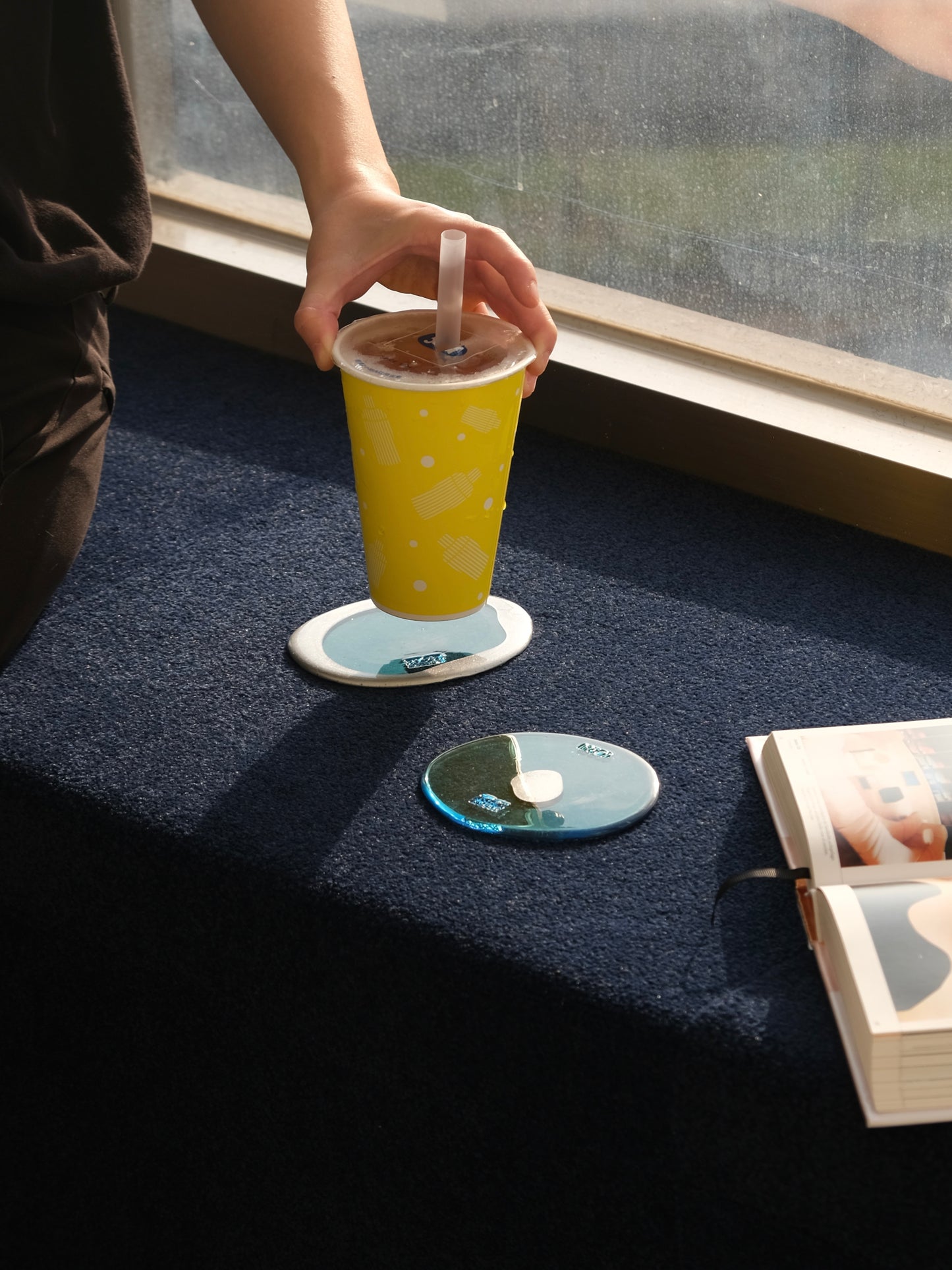 Set of 2 Table-Mates Small design by Gaetano Pesce for Fish Design,Matt Silver/Clear Aqua