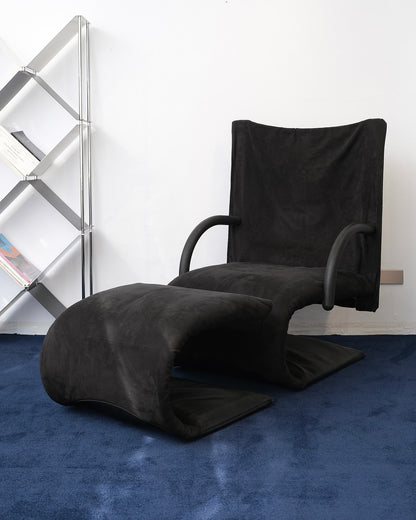 Vintage Mod.Zen chair and Ottoman by Claude Brisson for Ligne Roses, 1980s