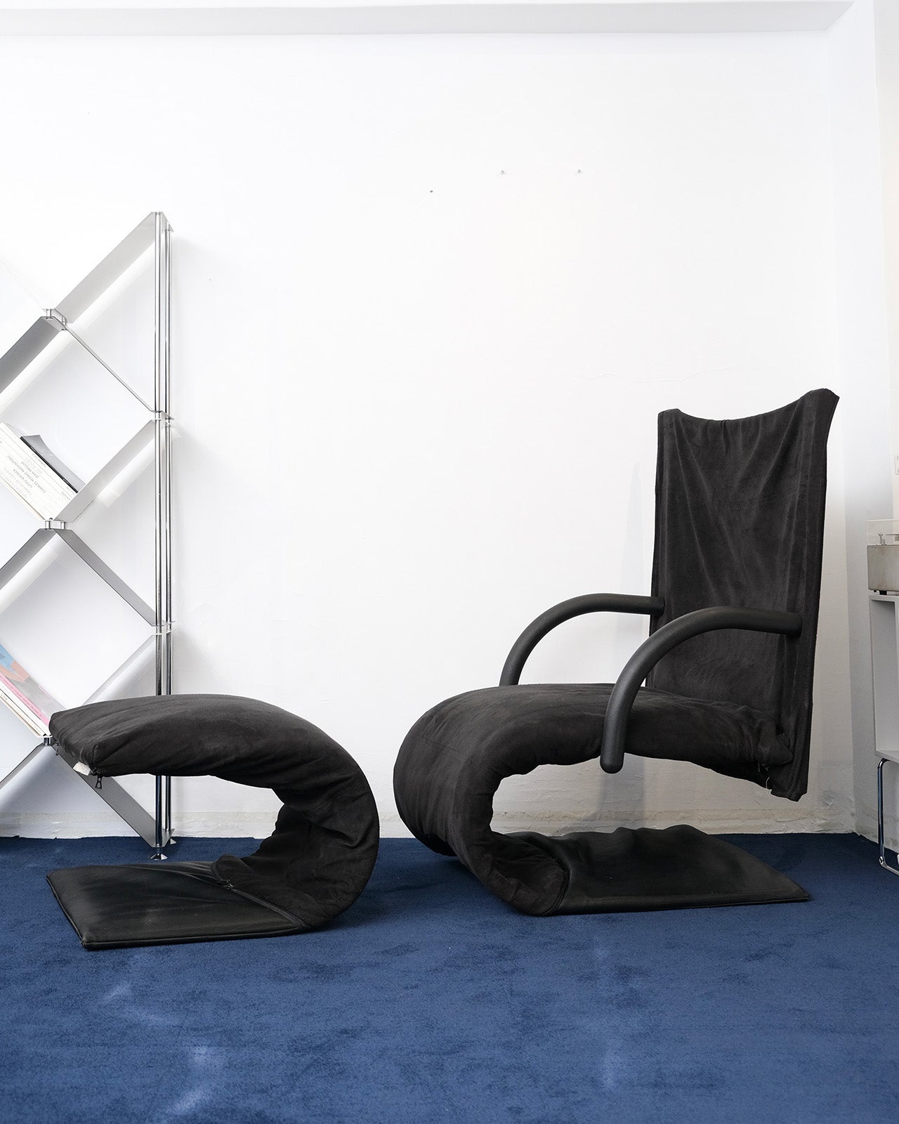 Vintage Mod.Zen chair and Ottoman by Claude Brisson for Ligne Roses, 1980s