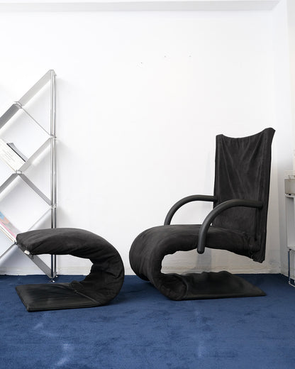 Vintage Mod.Zen chair and Ottoman by Claude Brisson for Ligne Roses, 1980s
