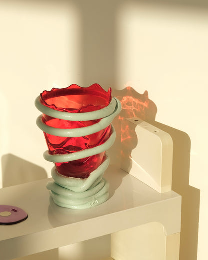 Pompitu I Vase(M) design by Gaetano Pesce for Fish Design,Red/Aqua