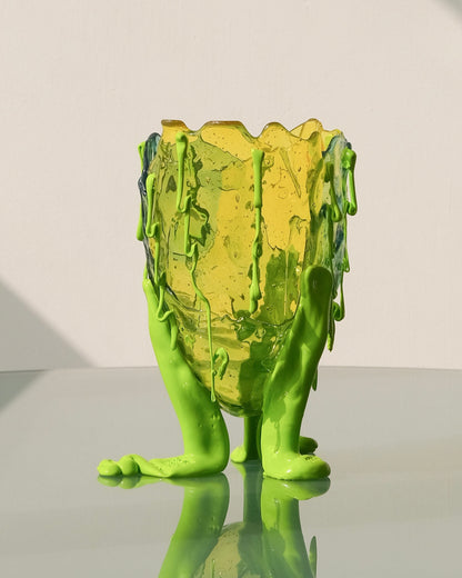 Clear Special Vase(M) design by Gaetano Pesce for Fish Design,Clear Aqua/Clear Yellow/Matt Lime