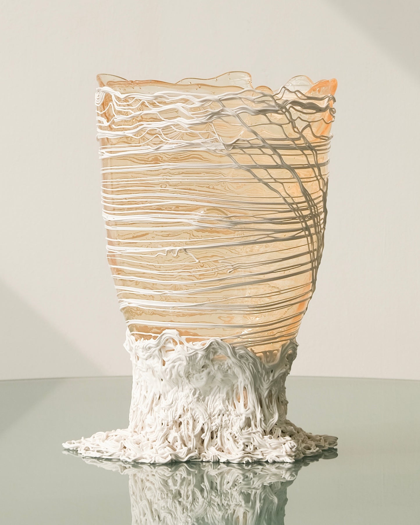 Spaghetti Vase(L) design by Gaetano Pesce for Fish Design,Clear/White