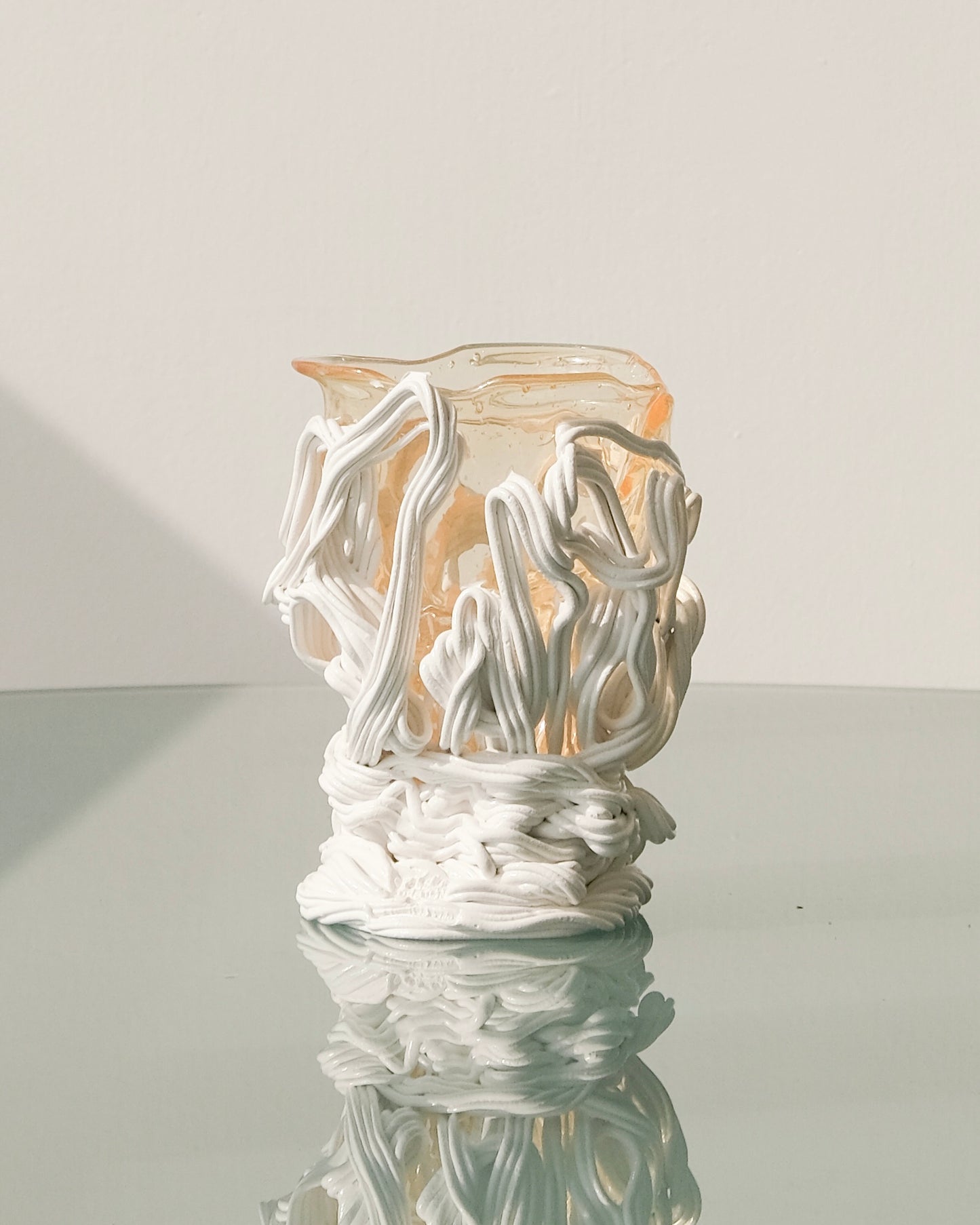Spaghetti Special Vase(S) design by Gaetano Pesce for Fish Design,Clear/Matt White