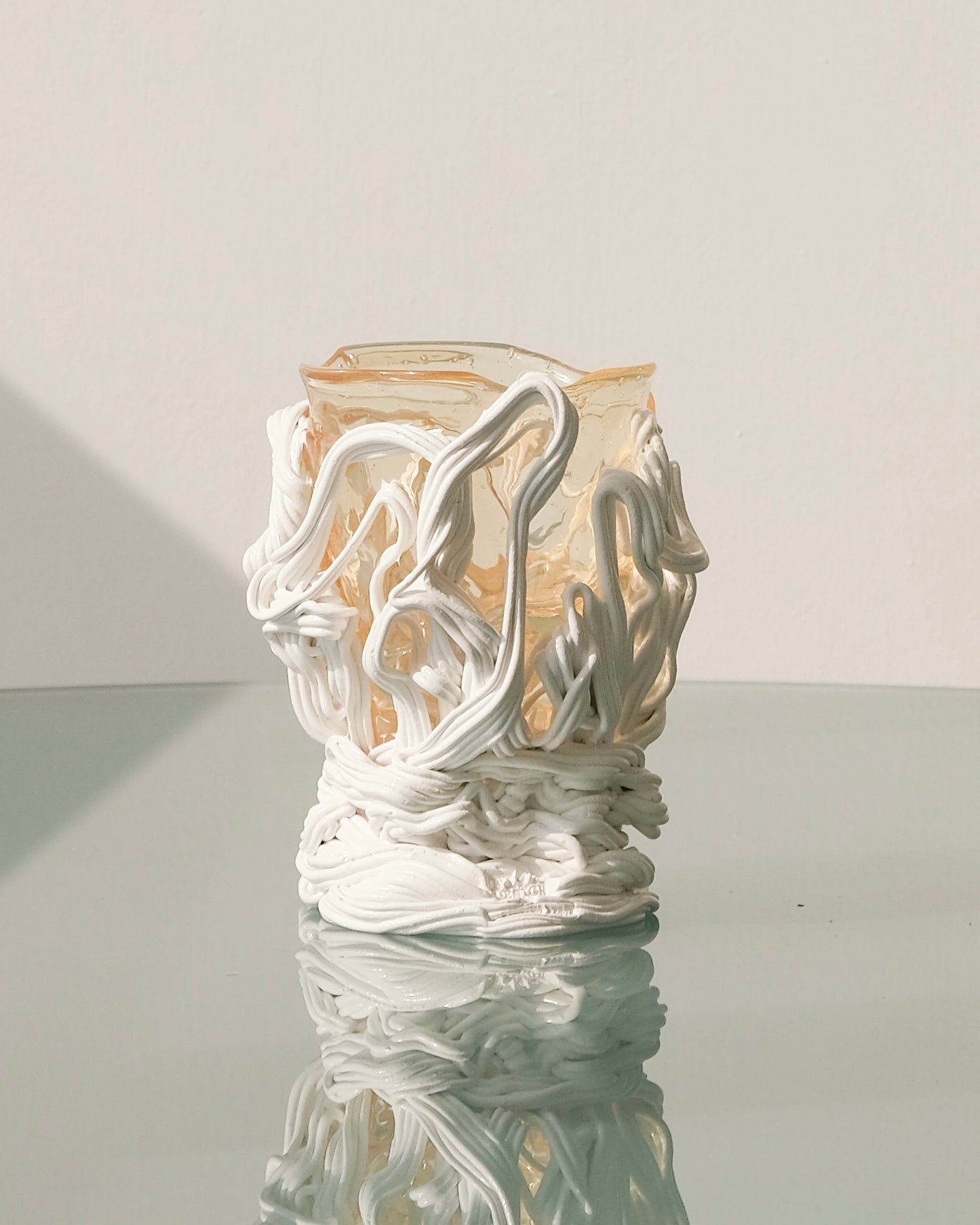 Spaghetti Special Vase(S) design by Gaetano Pesce for Fish Design,Clear/Matt White