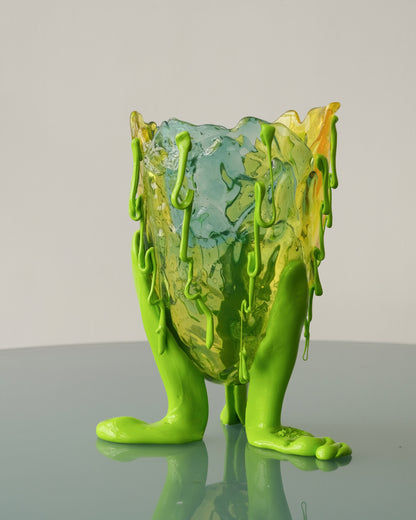 Clear Special Vase(M) design by Gaetano Pesce for Fish Design,Clear Aqua/Clear Yellow/Matt Lime