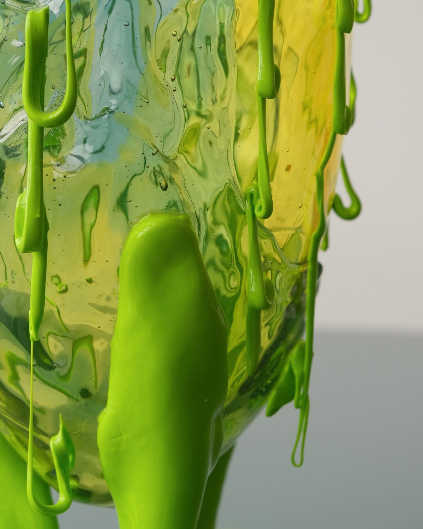 Clear Special Vase(M) design by Gaetano Pesce for Fish Design,Clear Aqua/Clear Yellow/Matt Lime