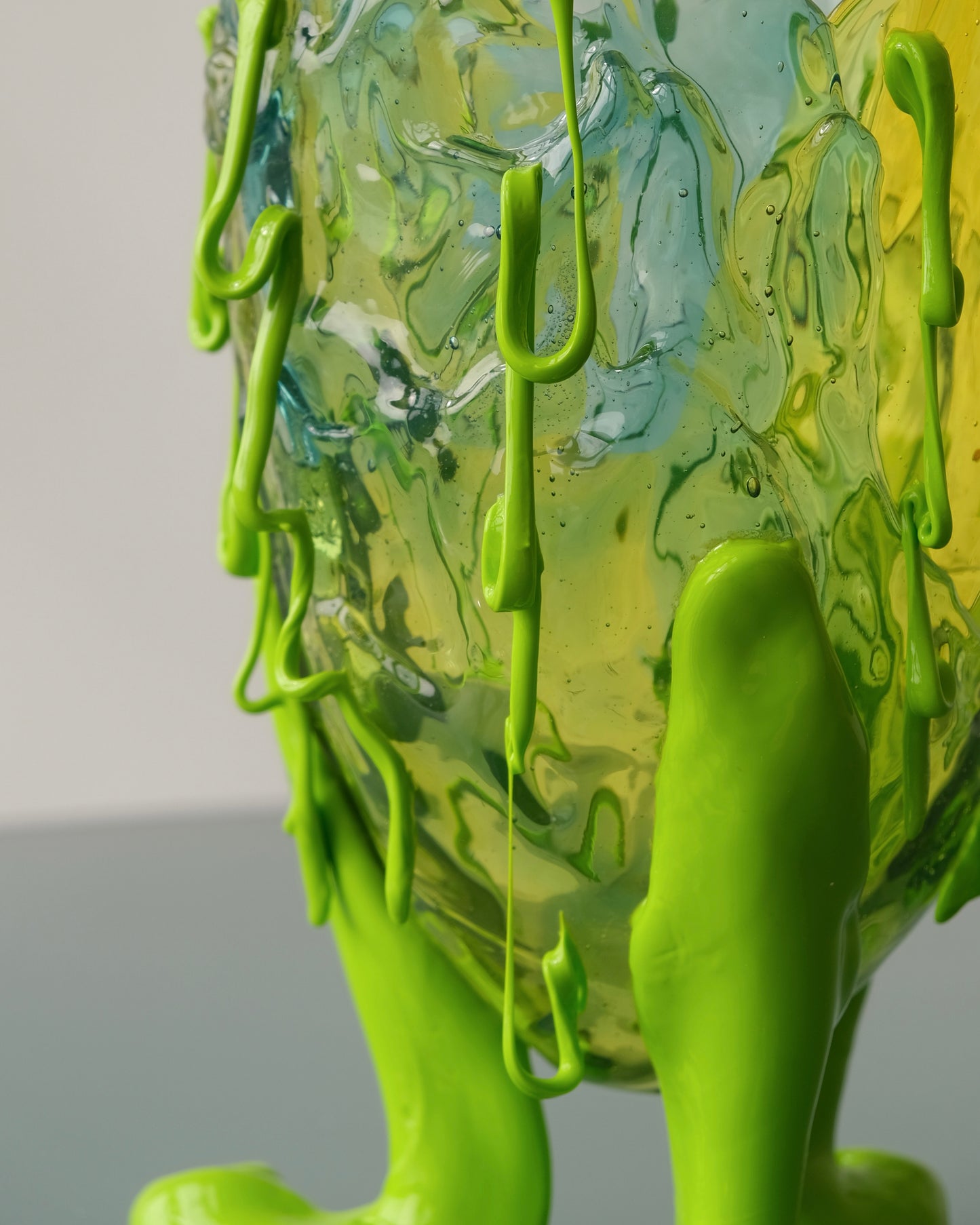 Clear Special Vase(M) design by Gaetano Pesce for Fish Design,Clear Aqua/Clear Yellow/Matt Lime