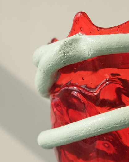 Pompitu I Vase(M) design by Gaetano Pesce for Fish Design,Red/Aqua
