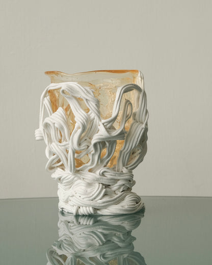 Spaghetti Special Vase(S) design by Gaetano Pesce for Fish Design,Clear/Matt White
